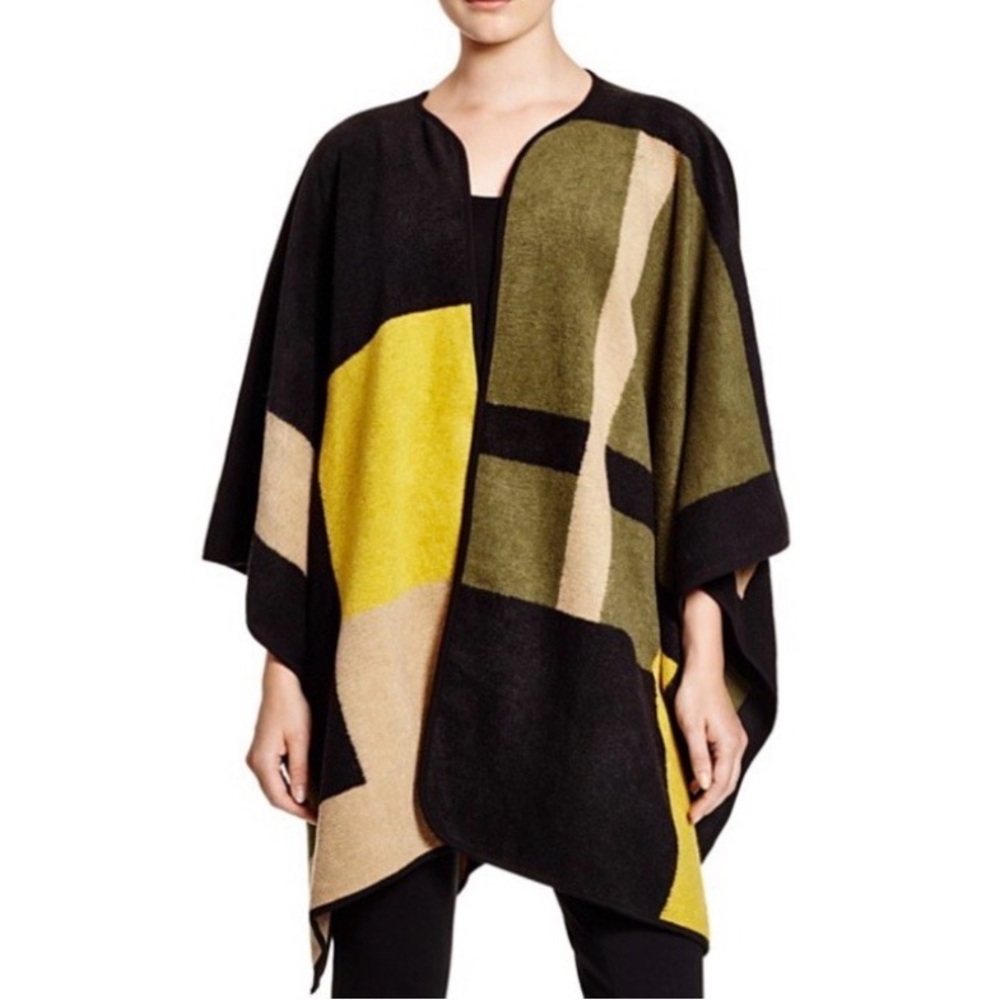 Vince Camuto Jackquard Colorblock Poncho P/PS - Picture 2 of 7